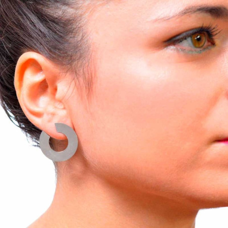Silver flat hoop earrings