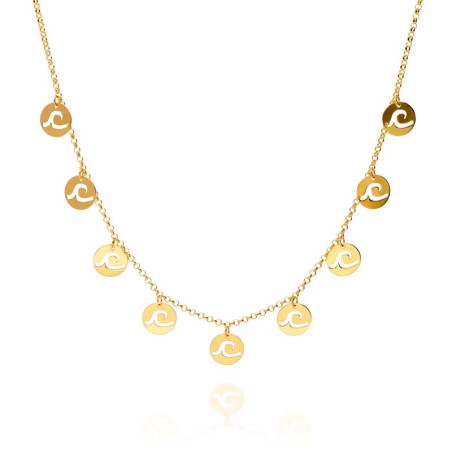 Collar olas de mar en plata chapado en oro