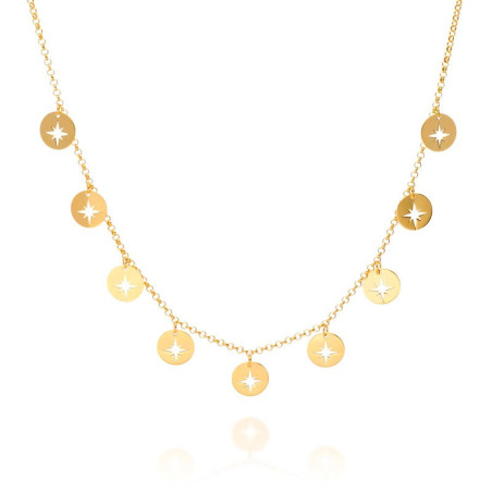 Collar rosa de los vientos en chapado oro