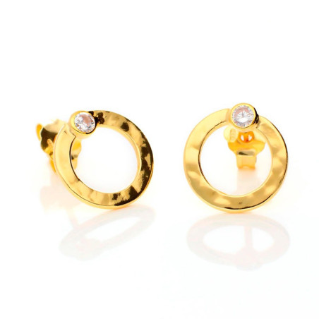 Pendientes aros dorados con circonita