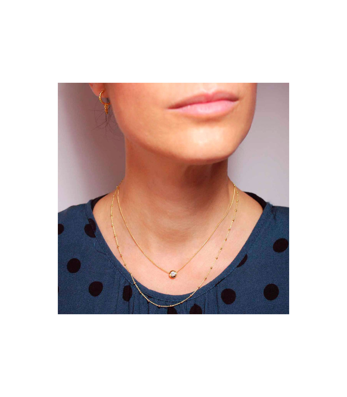 Collar con circonita en cadena | Joyas exclusivas oro