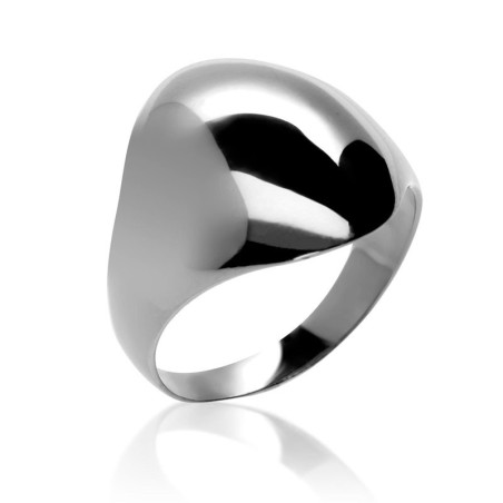 Oval silver signet ring