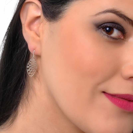 Pendientes mujer rejilla en plata