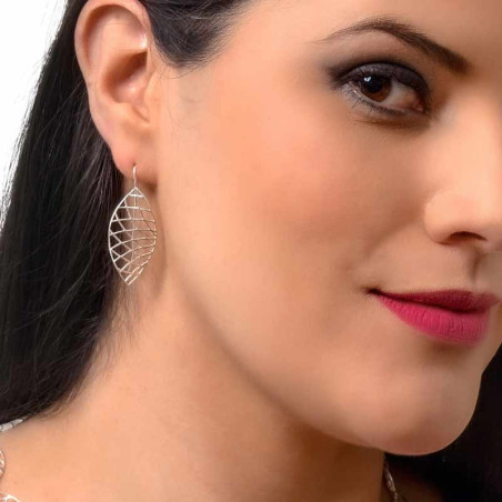 Pendientes mujer rejilla grande en plata