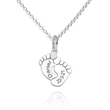 Colgante pies bebé personalizado en plata