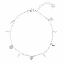 Tobillera trébol, cruz, estrella, luna y corazón