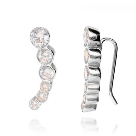 Shiny zirconia climbing earrings
