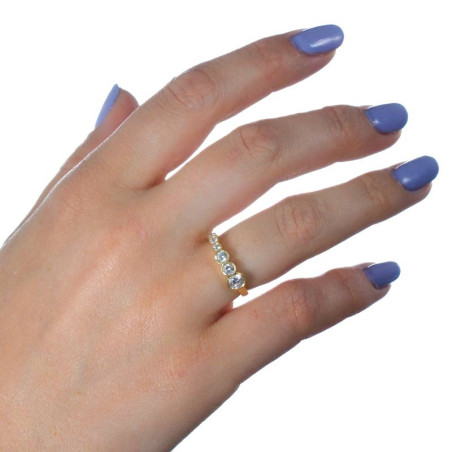 silver ring plated in gold with cubic zirconia