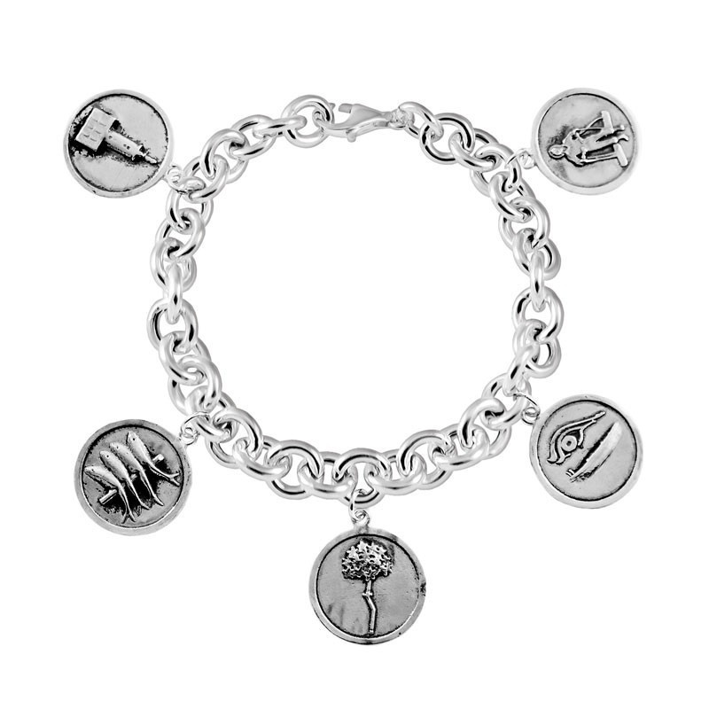 Silver chain bracelet with charms