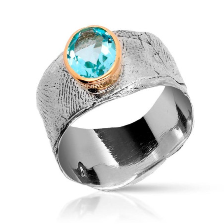 silver ring with aqua-colored stone