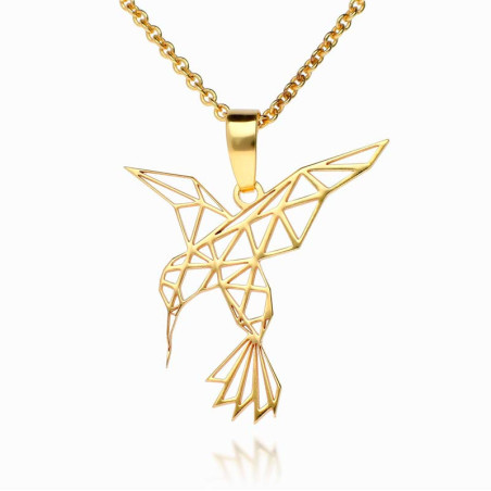 Gold hummingbird origami pendants