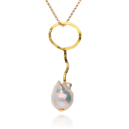 Baroque pearl necklace in gold