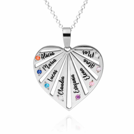 Pendant Heart Names Stones