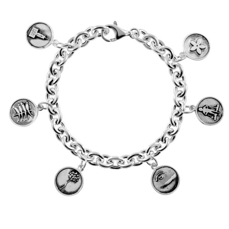 Silver bracelet with charms