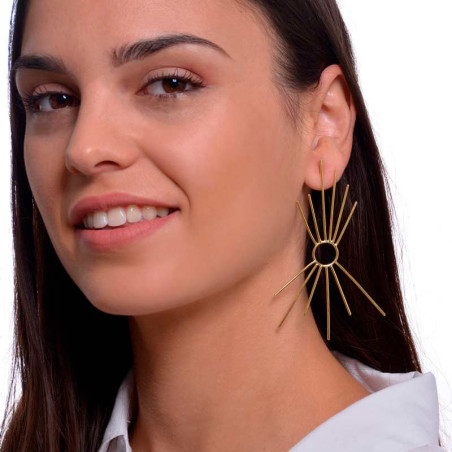 Long sun earrings in gold plated silver