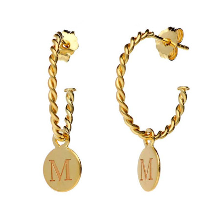 Pendientes aros medallas iniciales