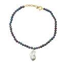 Tahitian pearl necklace set in gold plated sterling silver
