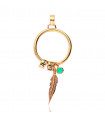 Circle Feather Pendant Golden Hoops