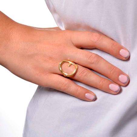 gold-plated silver ring with circle