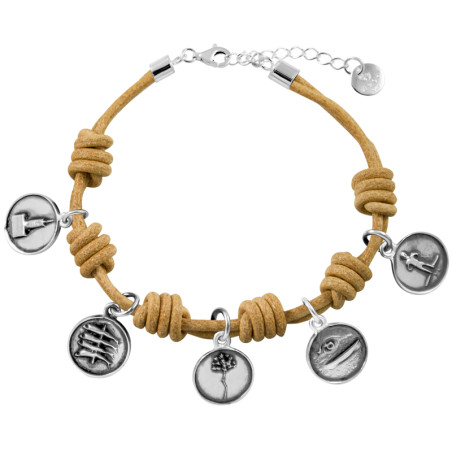 Málaga silver and leather bracelet