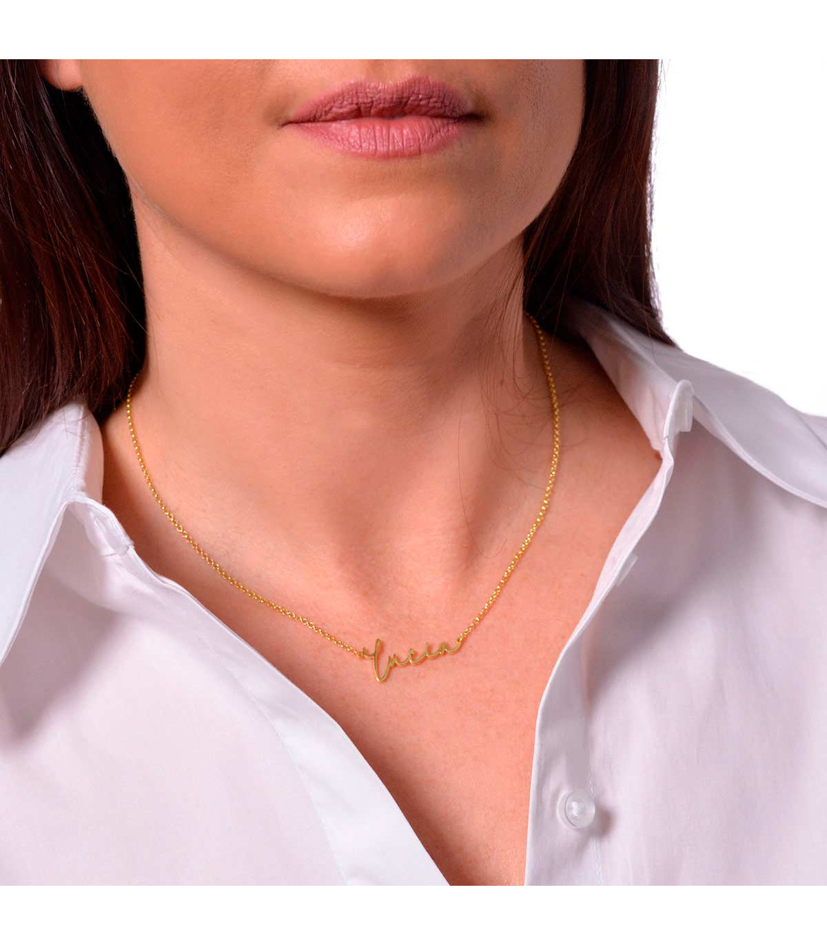 Signature name necklace in golden silver Hago jewelry