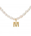 Golden Initial Pearl Necklace
