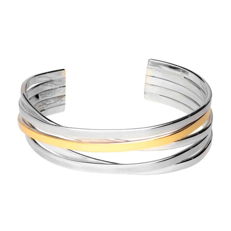 Pulsera nudo plano, plata y oro