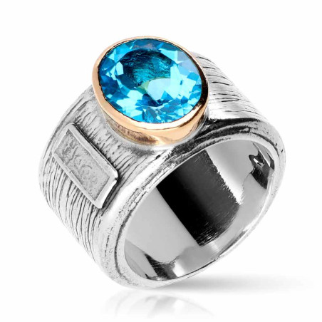 Anillo topacio plata y oro