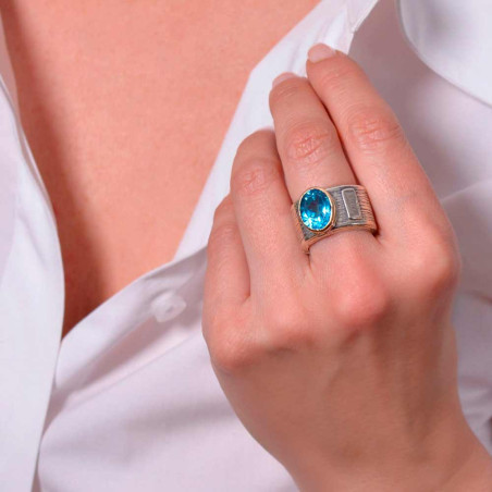 Silver ring with topaz stone