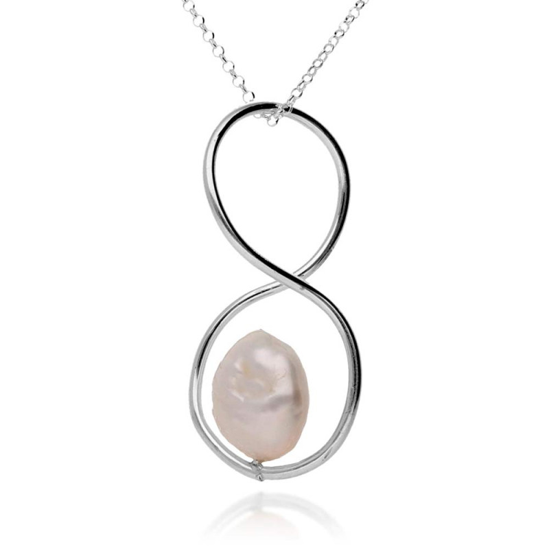 Collar perla e infinito en plata