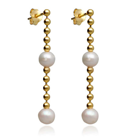 Long earrings with balls and pearls