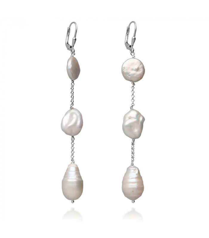 Long earrings for parties with pearls