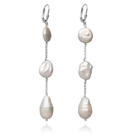 Pendientes largos para fiestas con perlas