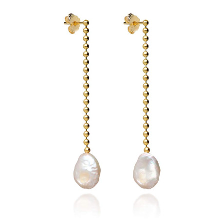 Pendientes largos cadena y perlas