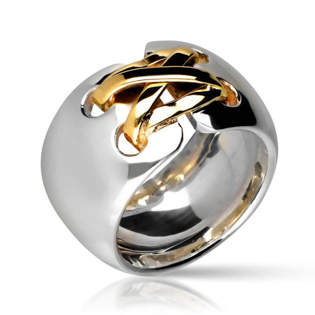 Silver and gold ring