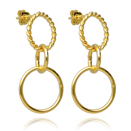 Pendientes tres círculos en oro