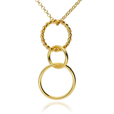 Triple necklace with gold hoops