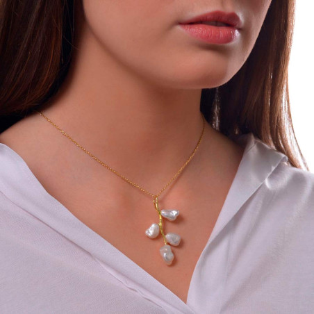 Gold-plated silver necklace with pearls