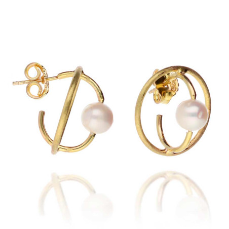 Saturn earrings with hoops and pearls