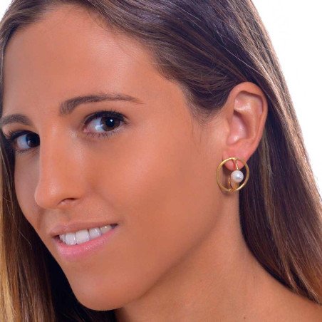 Pendientes para mujer con perla y aros