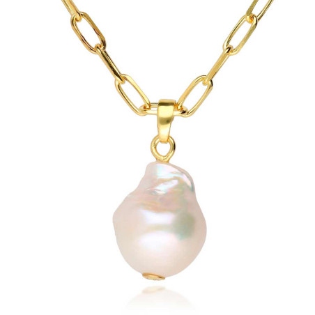 Pearl pendant with forced chain