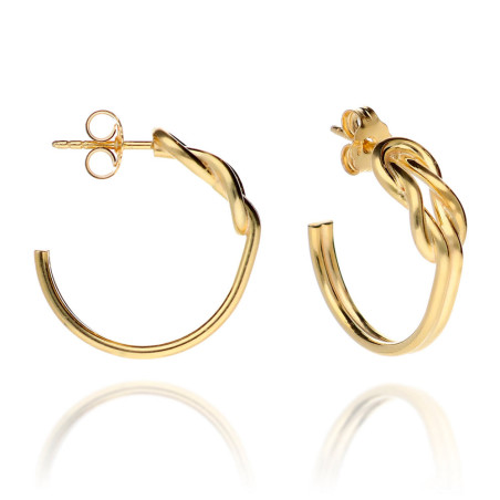Golden double knot hoop earrings