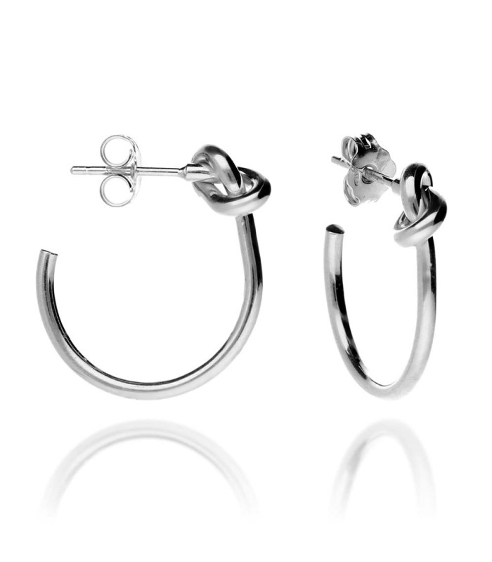 Silver knot hoop earrings