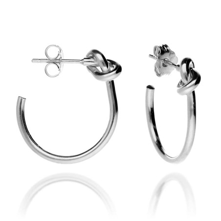 Silver knot hoop earrings