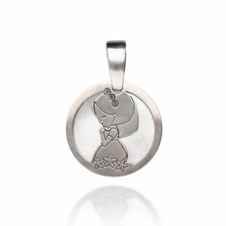 Virgin girl praying pendant in silver