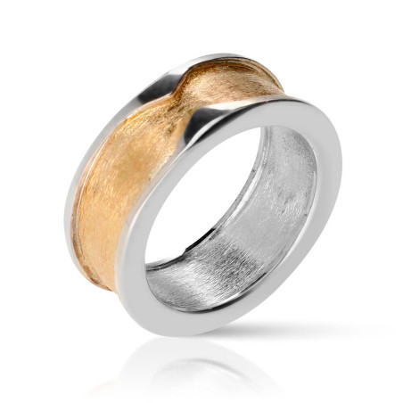 Anillo banda oro y plata