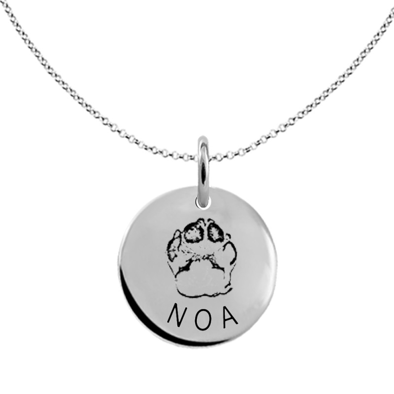 Collar perro huello y nombre en plata