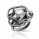 Twisted Knot Ring with Natural Pearl and Silver