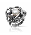 Twisted Knot Ring with Natural Pearl and Silver