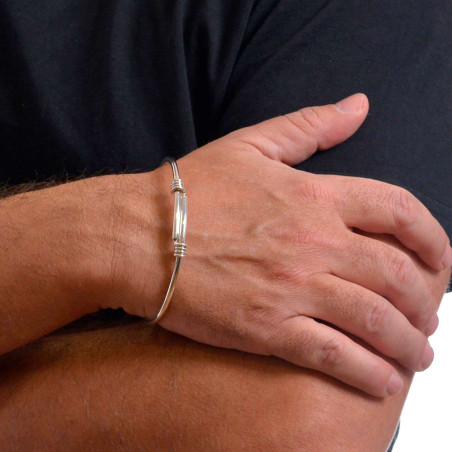 Pulsera para hombre con dos nudos corredizos en plata